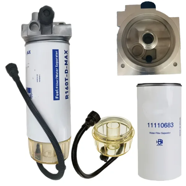 Fuel Water Separator Assembly 11110709 With 2 Ports & Hand Fuel Pump For Volvo Excavator